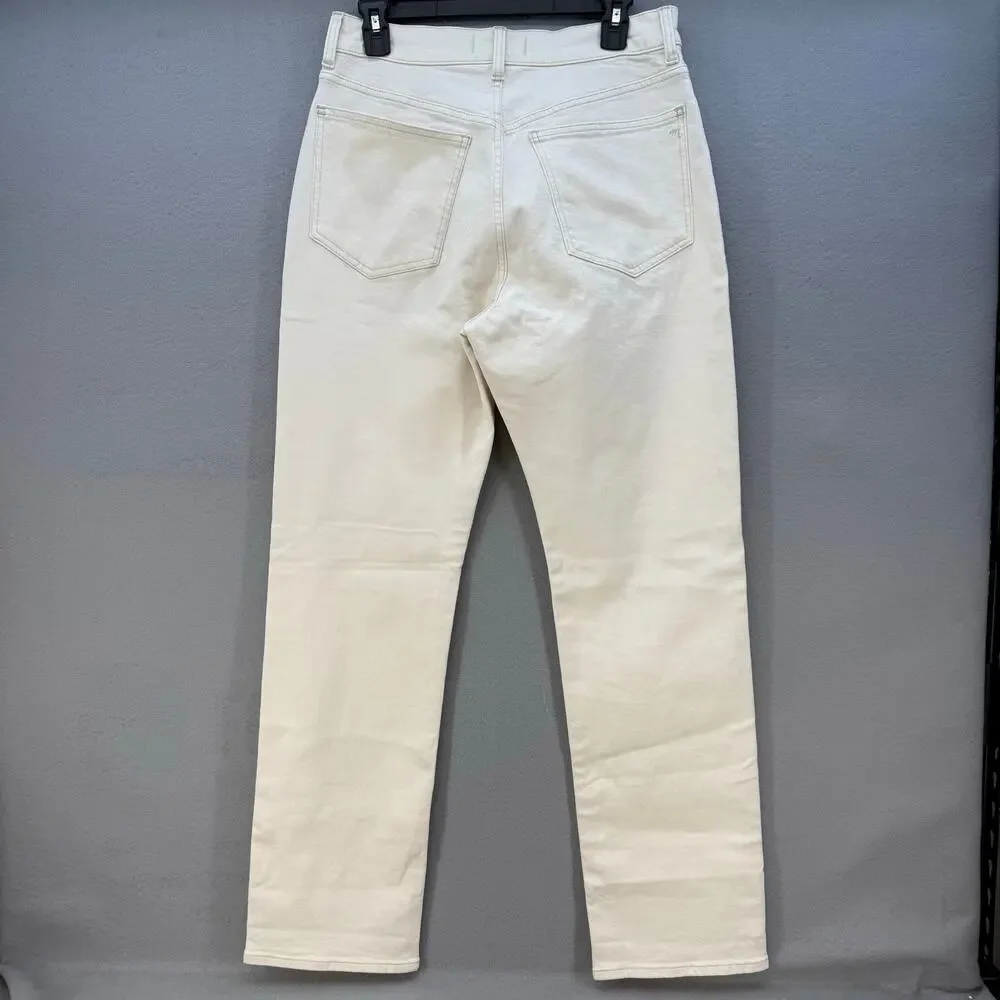 Madewell Jeans Women's 28 (6) Cream 90s Straight Leg High Rise Fit Summer EUC - Picture 2 of 14